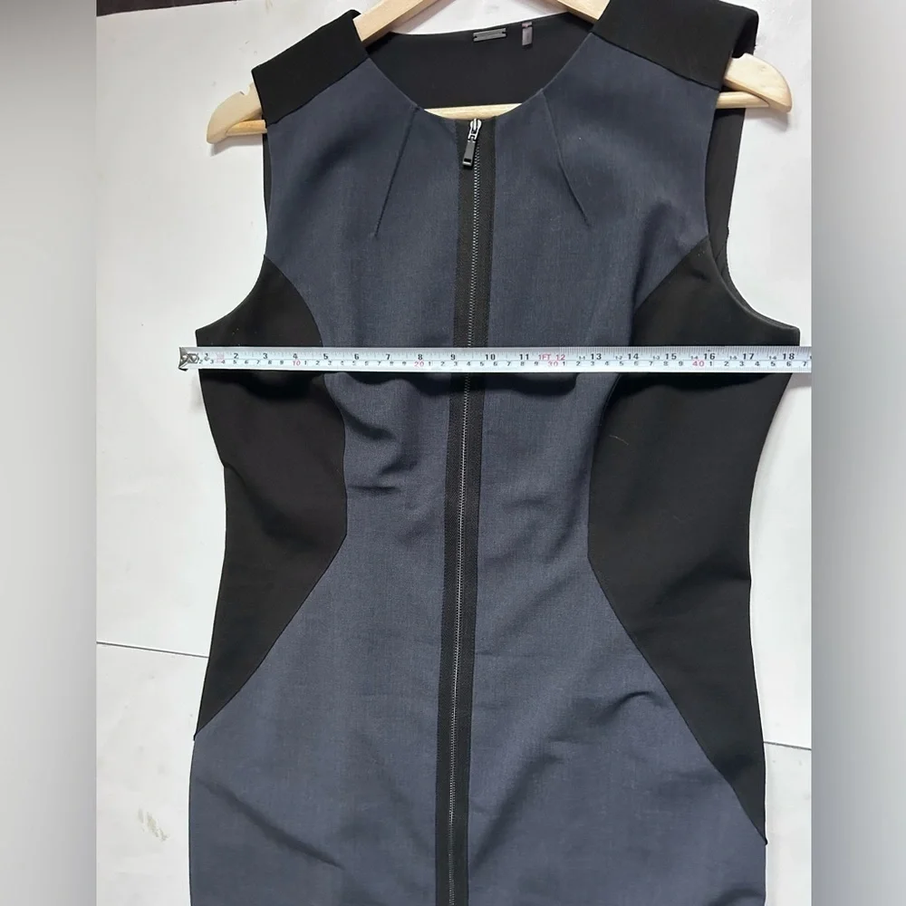 Elie Tahari Womens Wool Blend Sheath Career Dress blue  Black Zip front - Picture 5 of 13